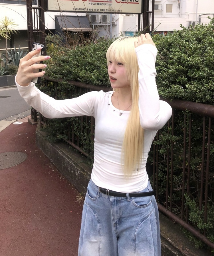 (기모)피스 슬림핏 긴팔티