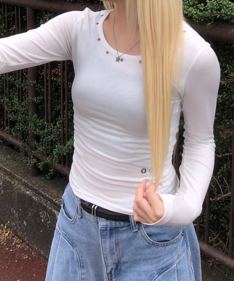 (기모)피스 슬림핏 긴팔티