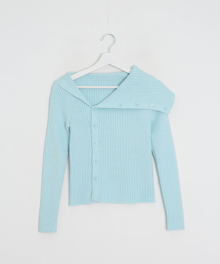 오프숄더 언발 골지 니트