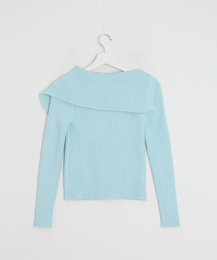 오프숄더 언발 골지 니트