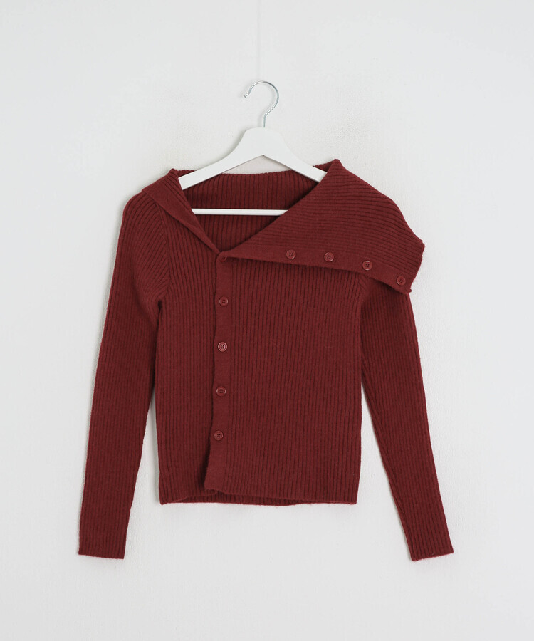 오프숄더 언발 골지 니트