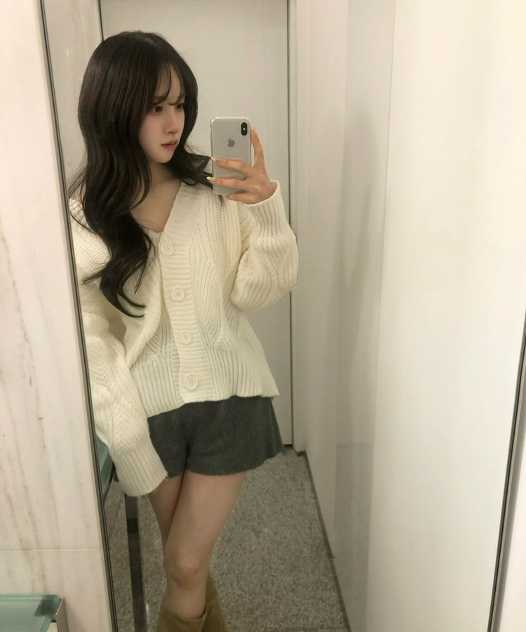 물결 오버 가디건 아이보리