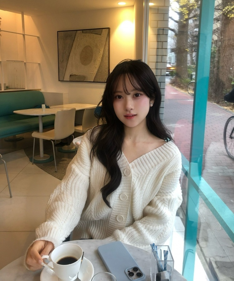 물결 오버 가디건 아이보리