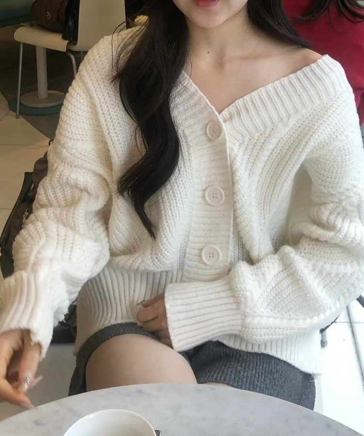 물결 오버 가디건 아이보리