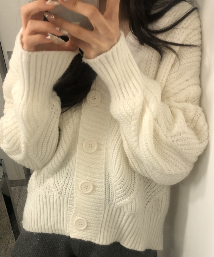 물결 오버 가디건 아이보리