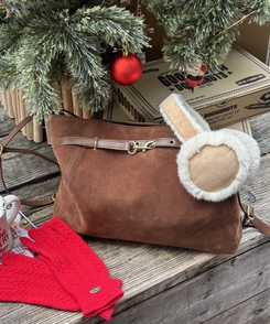 스웨이드 데일리 숄더 크로스백 브라운