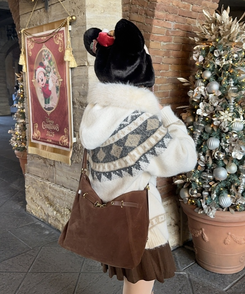 스웨이드 데일리 숄더 크로스백 브라운