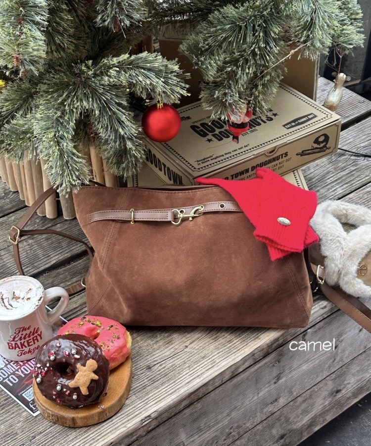 스웨이드 데일리 숄더 크로스백 브라운