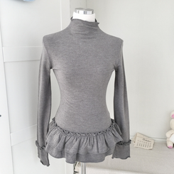 완전 부드러운 낙낙핏 부들부들 레이어드 캉캉 프릴 폴라 긴팔 티셔츠