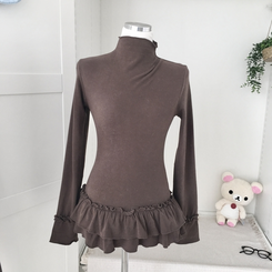 완전 부드러운 낙낙핏 부들부들 레이어드 캉캉 프릴 폴라 긴팔 티셔츠