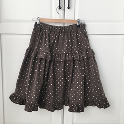 쿠키 빈티지 윈터 미디 모리걸 도트 프릴캉캉 밴딩 미디스커트