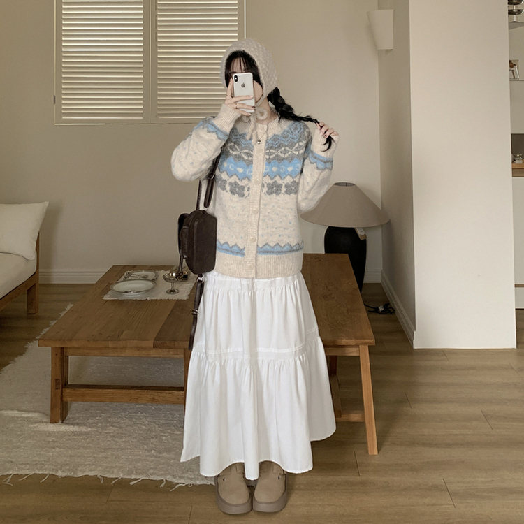 눈꽃 라운드넥 루즈핏 겨울 니트