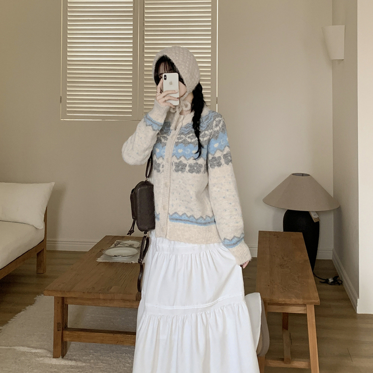 눈꽃 라운드넥 루즈핏 겨울 니트