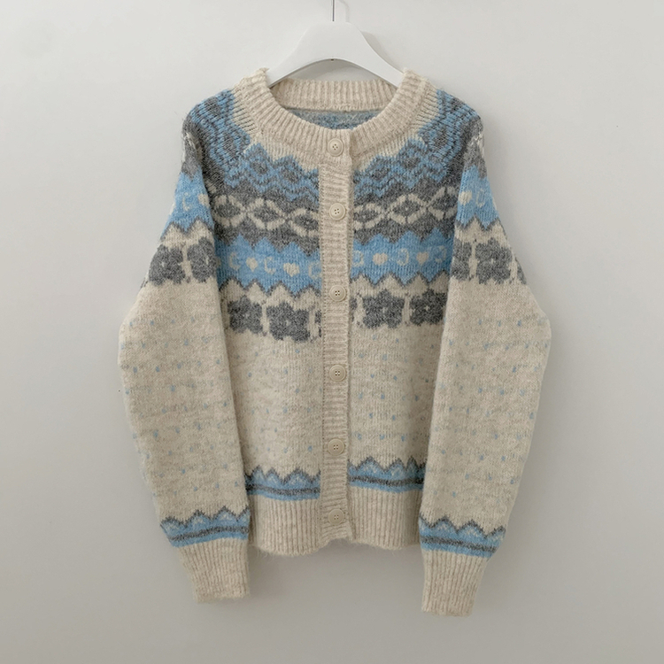 눈꽃 라운드넥 루즈핏 겨울 니트