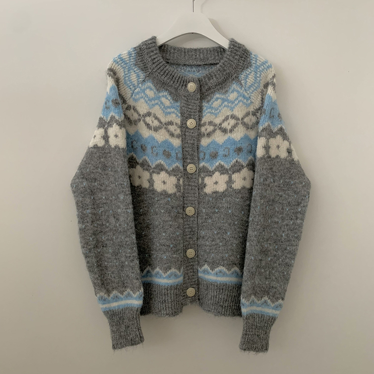 눈꽃 라운드넥 루즈핏 겨울 니트