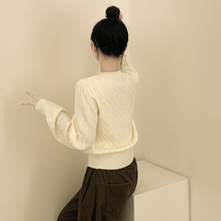 기본가디건 꽈배기 케이블 라운드 세미크롭 겨울 봄 간절기 니트가디건 아이보리