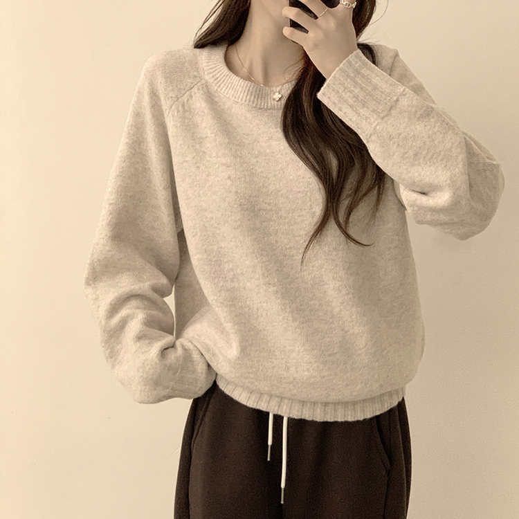 3가지 사이즈 지니 라운드 오버핏 울 겨울 긴팔 니트 베이지