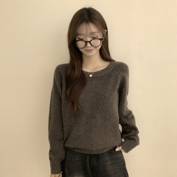 3가지 사이즈 지니 라운드 오버핏 울 겨울 긴팔 니트 딥브라운