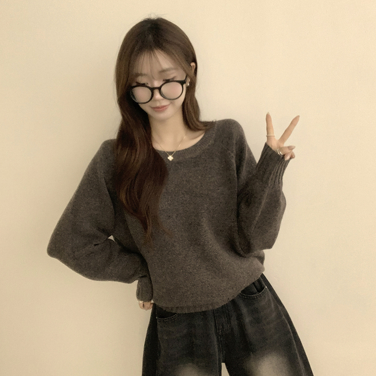 3가지 사이즈 지니 라운드 오버핏 울 겨울 긴팔 니트 딥브라운