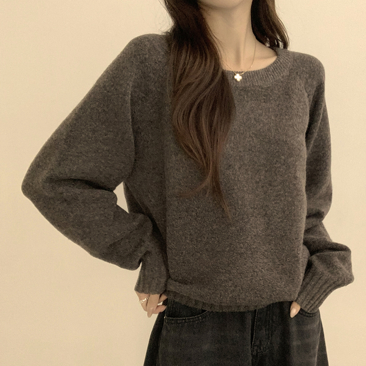 3가지 사이즈 지니 라운드 오버핏 울 겨울 긴팔 니트 딥브라운