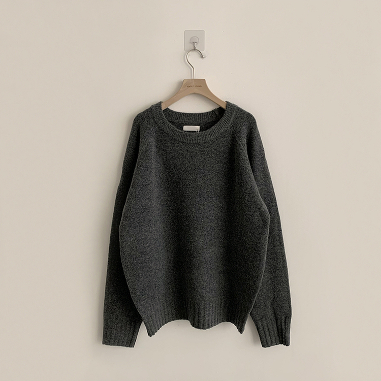 3가지 사이즈 지니 라운드 오버핏 울 겨울 긴팔 니트