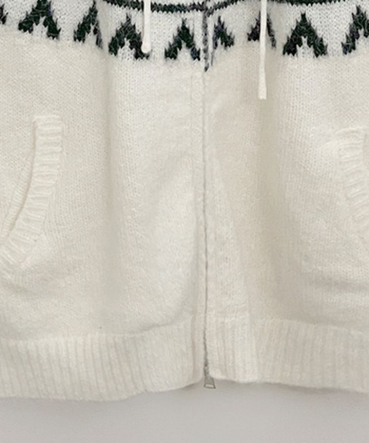 폴딩브이노르딕패턴투웨이박스핏울니트후드집업