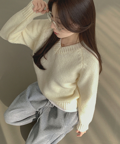 Vネックリブルーズデイリーニット(8color) IVORY