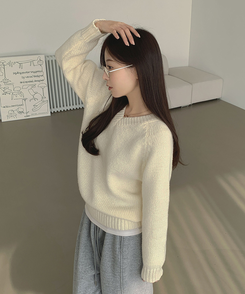 Vネックリブルーズデイリーニット(8color) IVORY