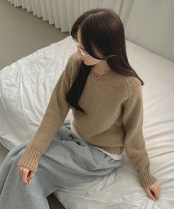 Vネックリブルーズデイリーニット(8color) BEIGE