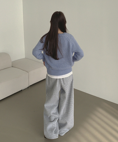 Vネックリブルーズデイリーニット(8color) SKY BLUE