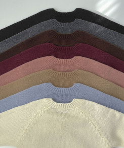 Vネックリブルーズデイリーニット(8color)