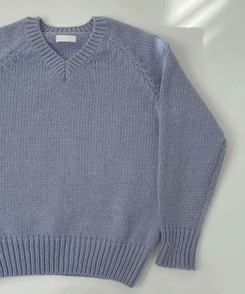 Vネックリブルーズデイリーニット(8color)