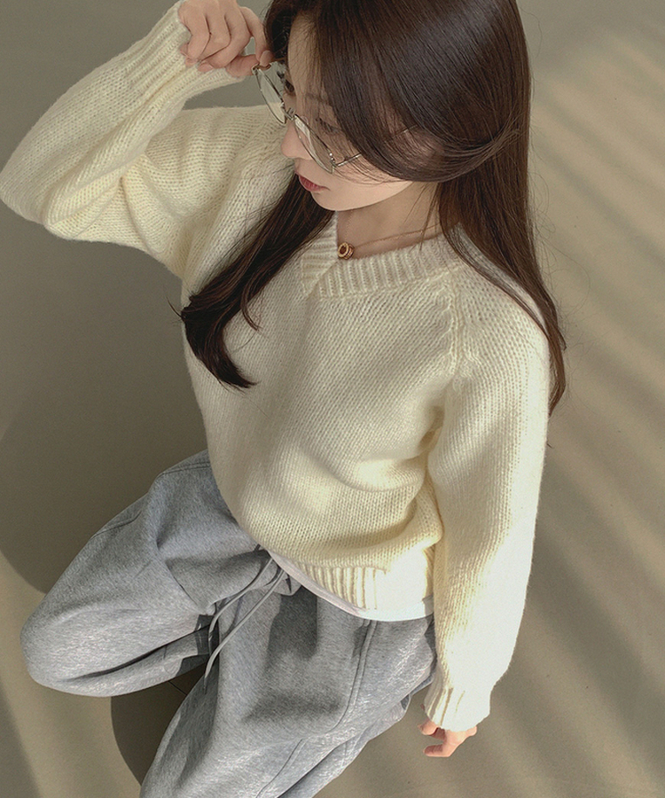 Vネックリブルーズデイリーニット(8color) IVORY