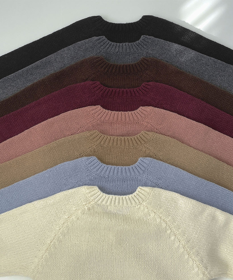 Vネックリブルーズデイリーニット(8color)