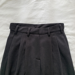 【丈別】【起毛】ツーピンタックボタンワイドスラックスパンツ