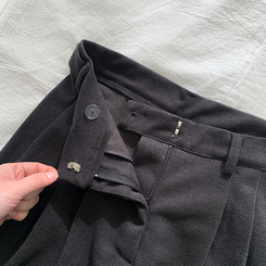 【丈別】【起毛】ツーピンタックボタンワイドスラックスパンツ