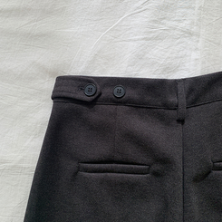 【丈別】【起毛】ツーピンタックボタンワイドスラックスパンツ