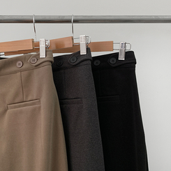 【丈別】【起毛】ツーピンタックボタンワイドスラックスパンツ