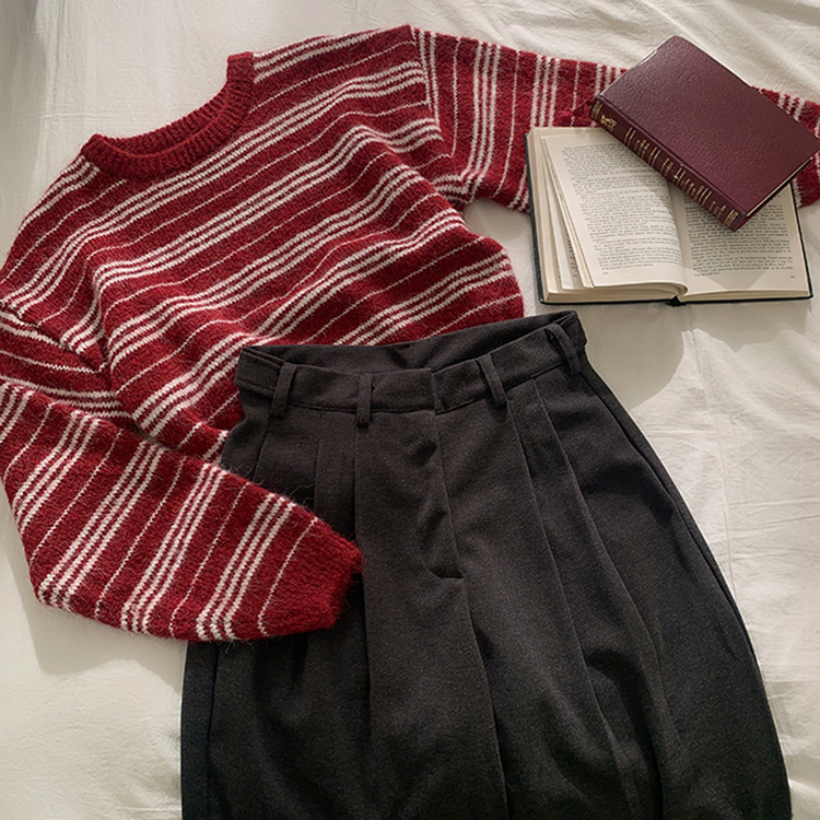 【丈別】【起毛】ツーピンタックボタンワイドスラックスパンツ