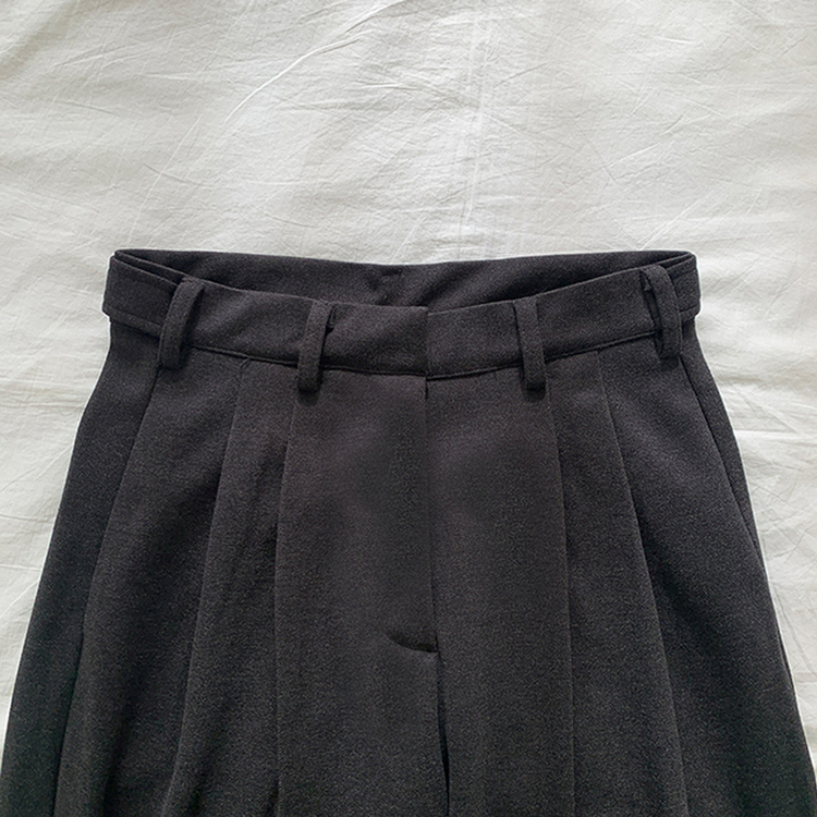 【丈別】【起毛】ツーピンタックボタンワイドスラックスパンツ