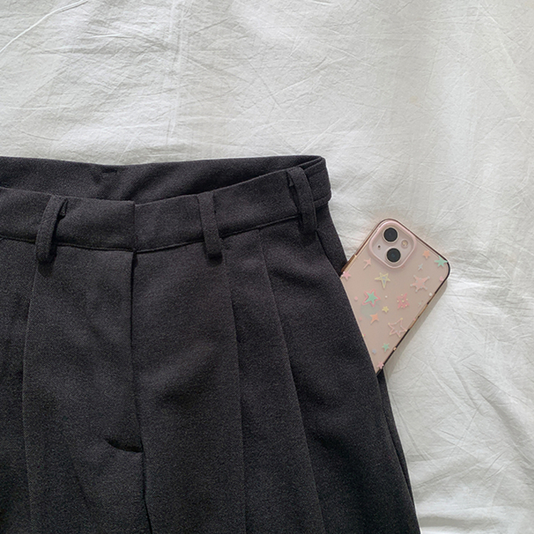 【丈別】【起毛】ツーピンタックボタンワイドスラックスパンツ