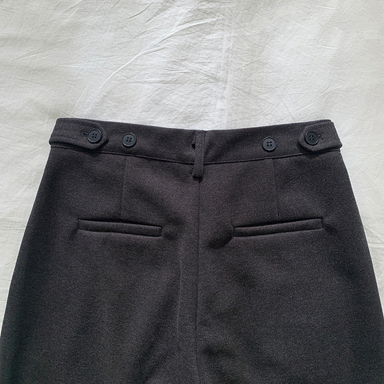 【丈別】【起毛】ツーピンタックボタンワイドスラックスパンツ