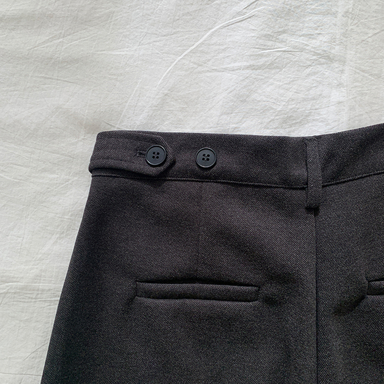 【丈別】【起毛】ツーピンタックボタンワイドスラックスパンツ