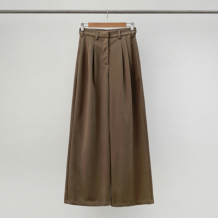 【丈別】【起毛】ツーピンタックボタンワイドスラックスパンツ