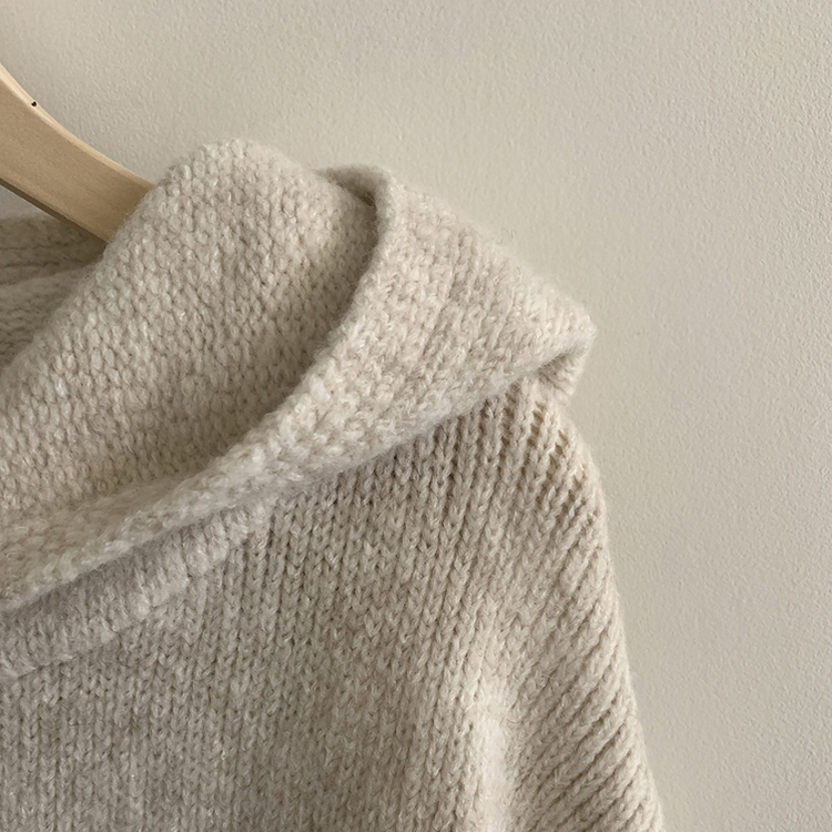 ストライプルーズニットフードジップアップ