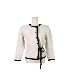 リボンバイカラーニットカーディガン