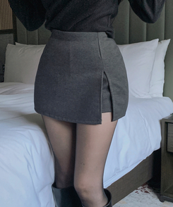 サイドスリットミニスカートパンツ GREY