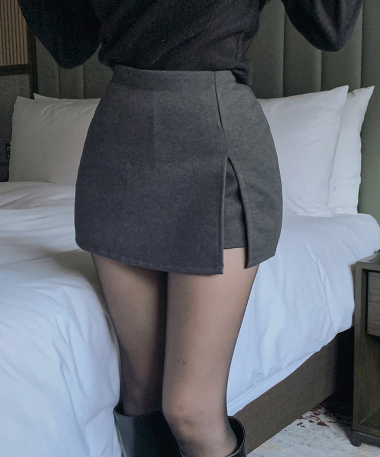 サイドスリットミニスカートパンツ GREY