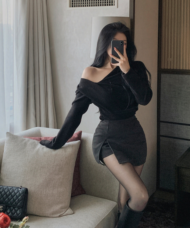 サイドスリットミニスカートパンツ GREY