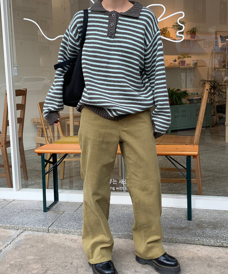 ルーズフィットコーデュロイパンツ OLIVE